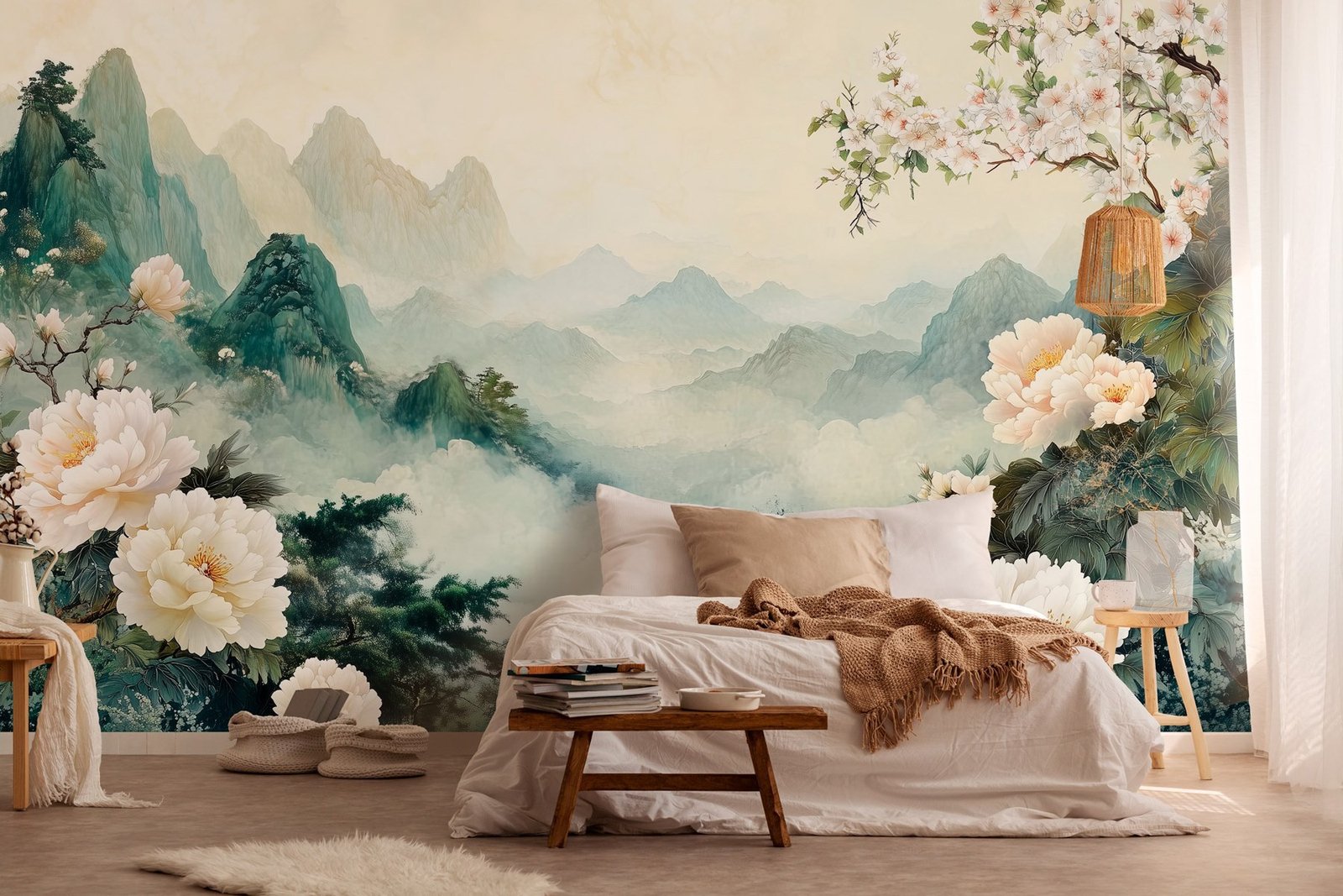 w03111pib16r.jpg Papier peint – Montagnes et fleurs dans un paysage asiatique – Image 1