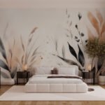 Papier peint – Feuillages beige et noir