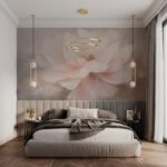 Papier peint – Grande fleur rose poudré