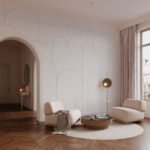 Papier peint – Arches fines ton sur ton beige
