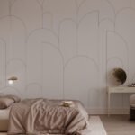 Papier peint – Arches fines sur fond rose taupe