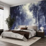 Papier peint – Forêt bleue et lumière blanche