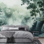 Papier peint – Forêt verte dans une brume dense