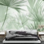 Papier peint – Palmes vert tendre en transparence