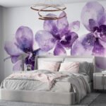 Papier peint – Orchidées violettes en aquarelle