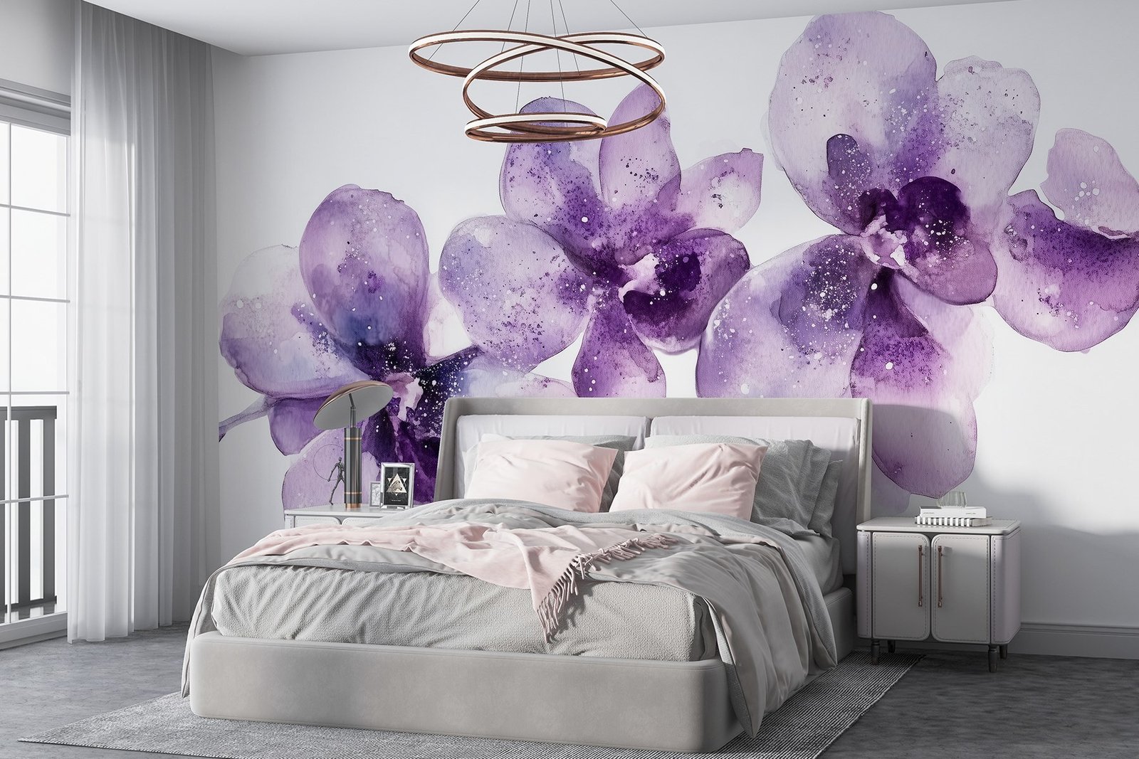 w03163pib88r.jpg Papier peint – Orchidées violettes en aquarelle – Image 1