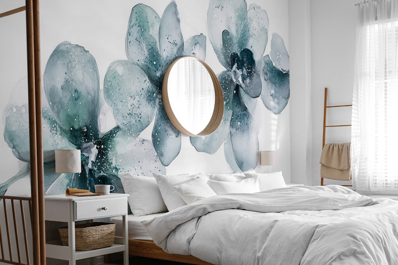 w03163v1pib17r.jpg Papier peint – Fleurs bleu canard en transparence – Image 1