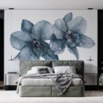 Papier peint – Orchidées bleues en transparence