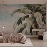 Papier peint – Palmier dans un ciel pastel