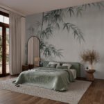 Papier peint – Branches de bambou vert grisé