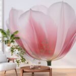 Papier peint – Tulipe rose sur fond clair
