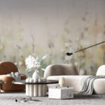 Papier peint – Prairie de fleurs blanches aux touches jaunes