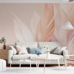 Papier peint – Plumes roses et orangées