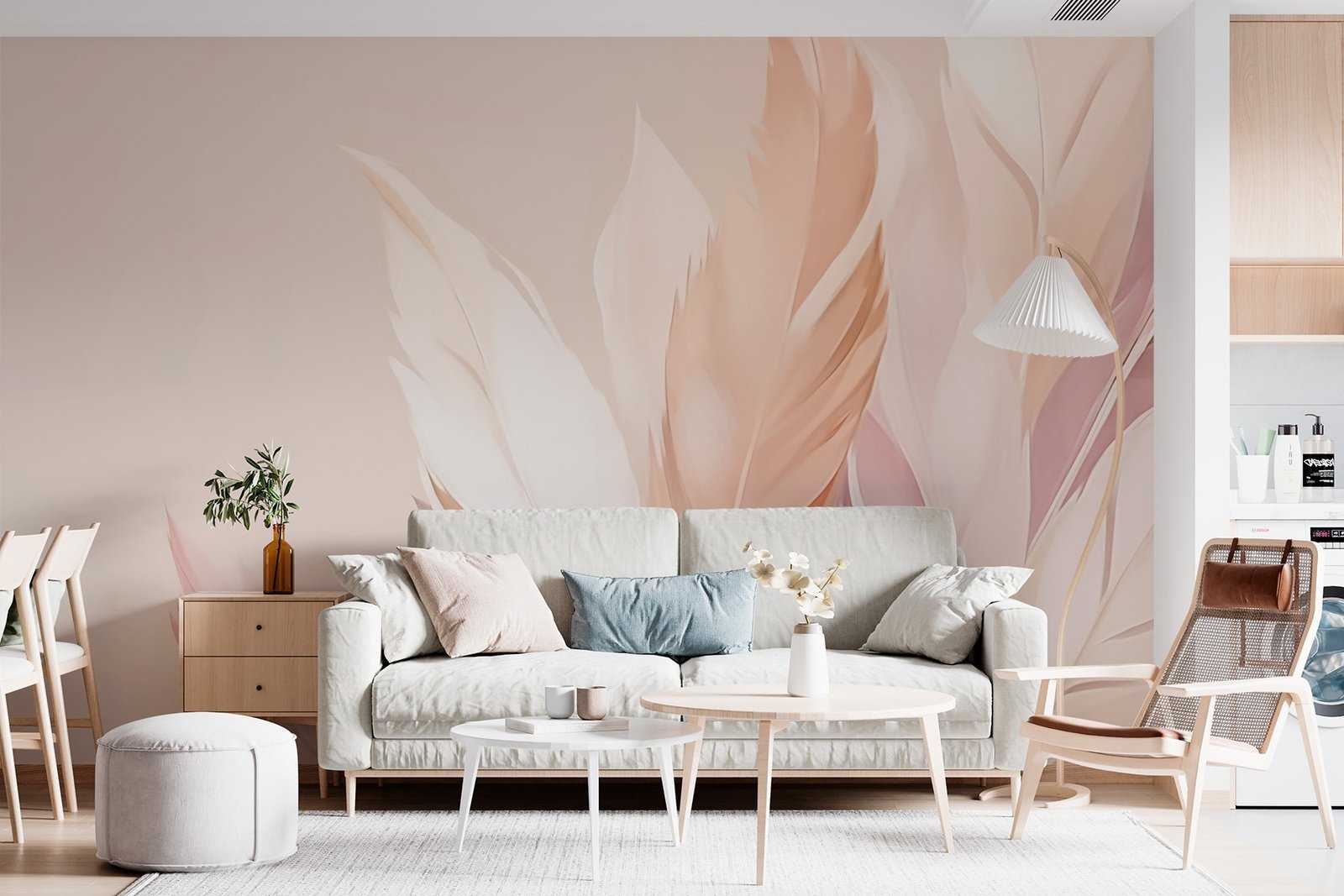 w03238pig10r.jpg Papier peint – Plumes roses et orangées – Image 1