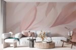 Papier peint – Grandes feuilles rose poudré en mouvement