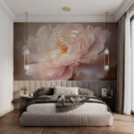 Papier peint – Pivoine rose pâle au cœur doré
