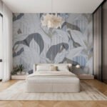 Papier peint – Feuilles grises en contraste