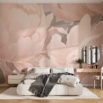 Papier peint – Fleurs roses stylisées en gros plan
