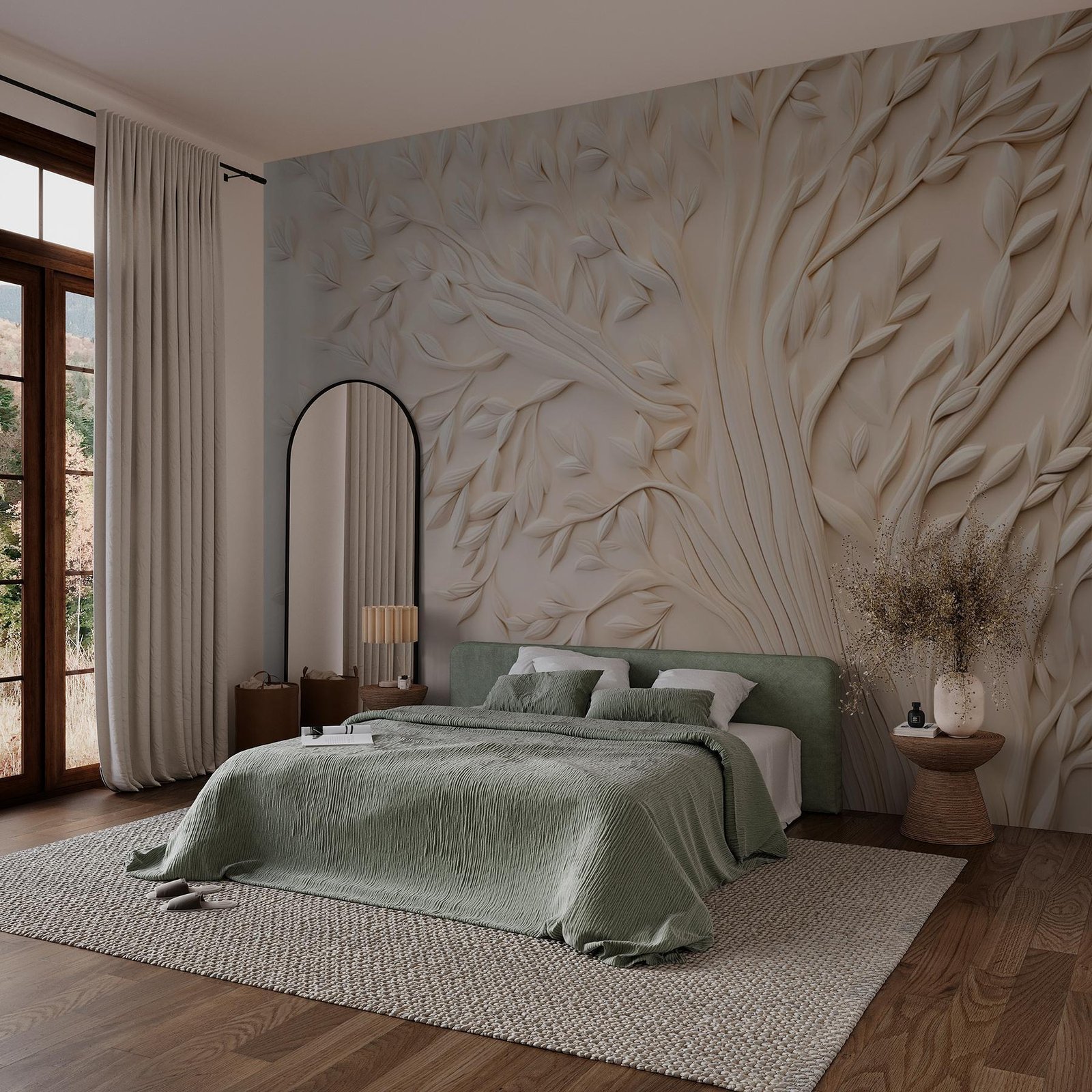 w03276pib1ms.jpg Papier peint – Feuillage sculpté beige – Image 1