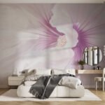 Papier peint – Pétales blancs et mauves en transparence