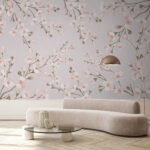 Papier peint – Branches fleuries roses en cascade