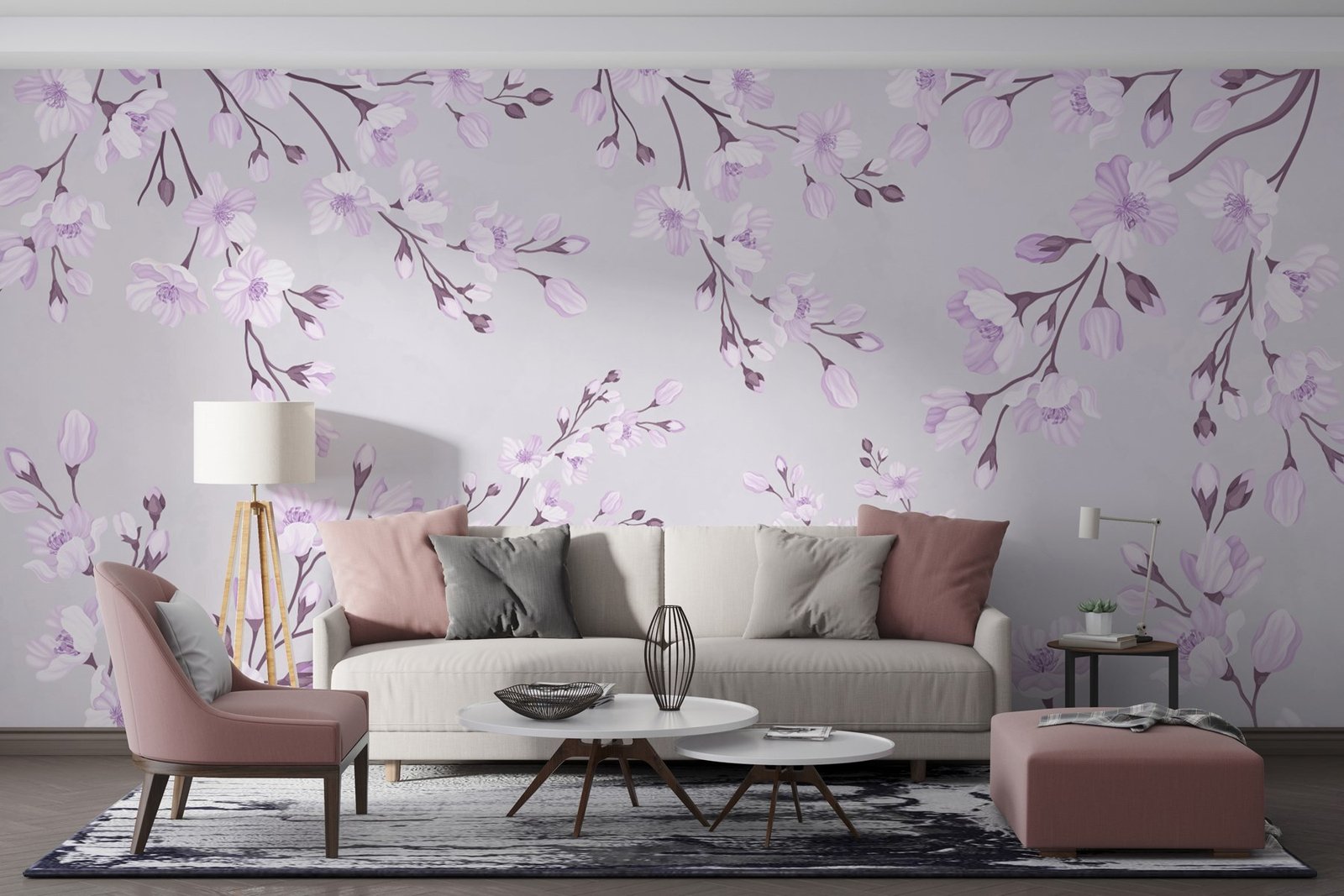 w03300v1pig12mr.jpg Papier peint – Branches fleuries mauves en cascade – Image 1