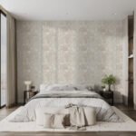Papier peint – Petites fleurs blanches sur fond patiné