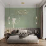 Papier peint – Pissenlits blancs sur fond vert