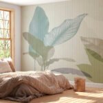 Papier peint – Feuilles vertes aux nervures fines