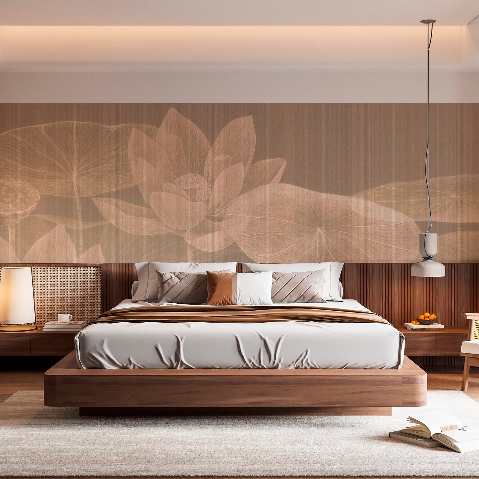 w03324v2pib12ms.jpg Papier peint – Fleur transparente sur fond ocre texturé – Image 1