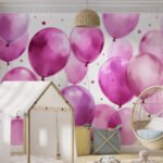 Papier peint – Ballons roses en aquarelle