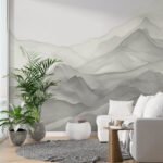 Papier peint – Montagnes grises en aquarelle
