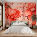 Papier peint – Pivoines corail en gros plan