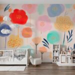 Papier peint – Fleurs multicolores graphiques