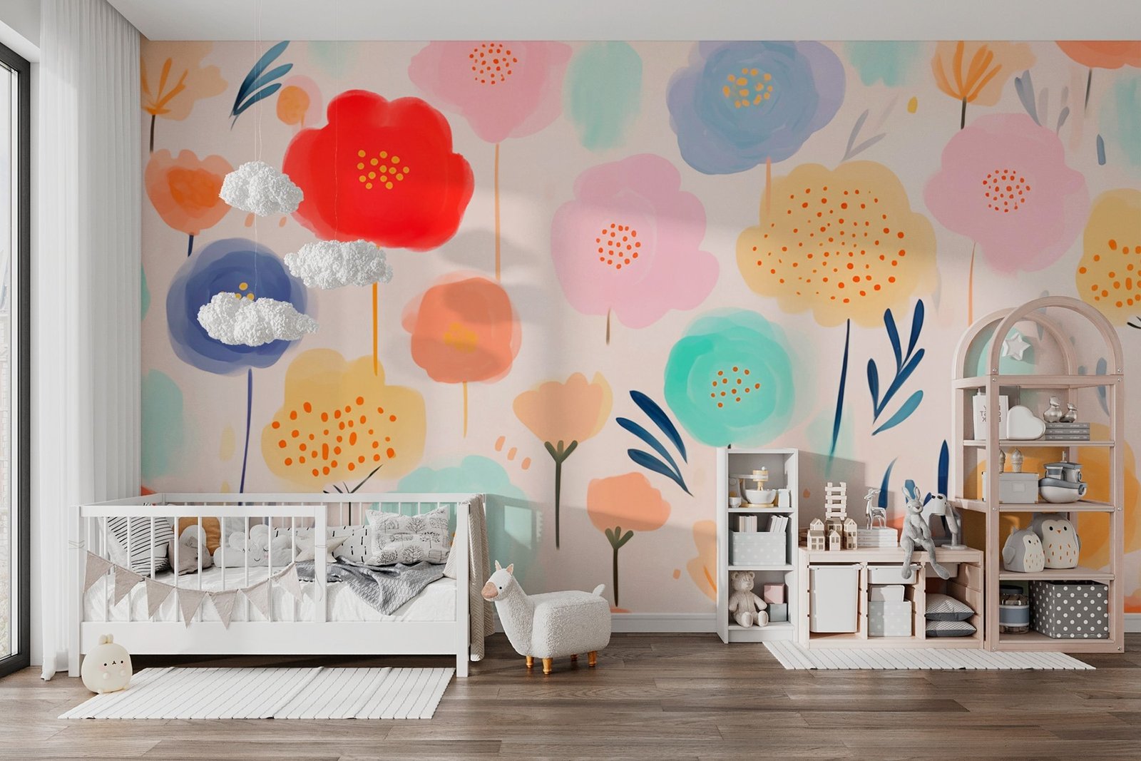 w03373pir2mr.jpg Papier peint – Fleurs multicolores graphiques – Image 1