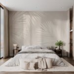 Papier peint – Feuille blanche en transparence sur fond taupe