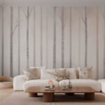 Papier peint – Troncs fins beige rosé