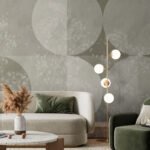 Papier peint – Cercles et quarts de cercle vert grisé