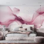 Papier peint – Volutes roses transparentes