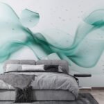 Papier peint – Volutes turquoise transparentes