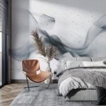 Papier peint – Volutes grises transparentes