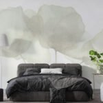 Papier peint – Feuilles rondes vert pâle en transparence