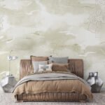 Papier peint – Paysage forestier vert pâle au style gravure