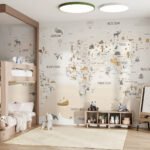 Papier peint – Carte du monde illustrée aux tons beige