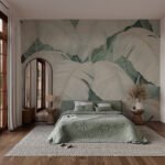 Papier peint – Grandes feuilles vertes aux contours doux