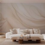 Papier peint – Plis soyeux beige et crème