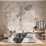 Papier peint – Fleurs blanches aux contours délicats