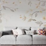 Papier peint – Fleurs crème et branches délicates