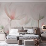 Papier peint – Tulipes rose pâle en transparence