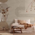 Papier peint – Fleurs séchées et arches beiges